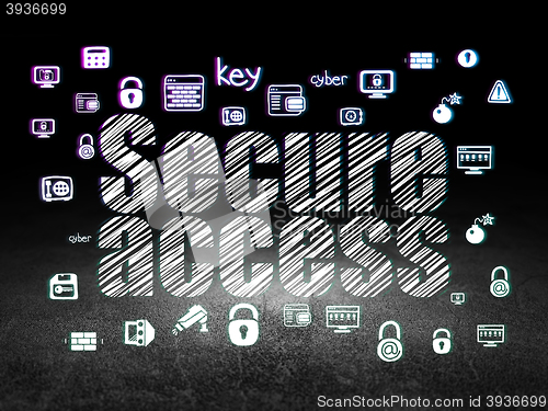 Image of Protection concept: Secure Access in grunge dark room