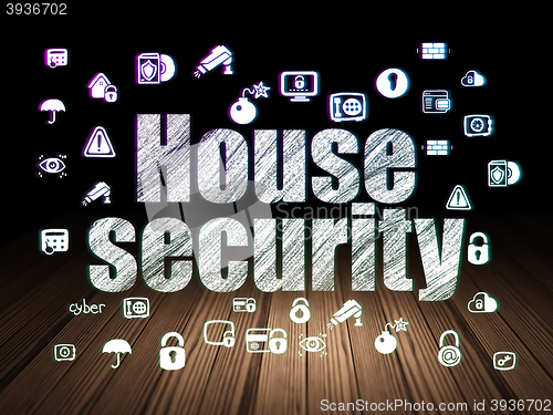 Image of Security concept: House Security in grunge dark room