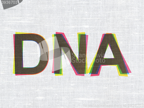 Image of Healthcare concept: DNA on fabric texture background