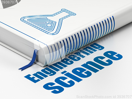 Image of Science concept: book Flask, Engineering Science on white background