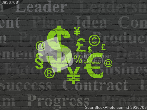 Image of Finance concept: Finance Symbol on wall background