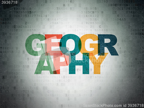 Image of Education concept: Geography on Digital Data Paper background