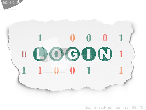 Image of Protection concept: Login on Torn Paper background