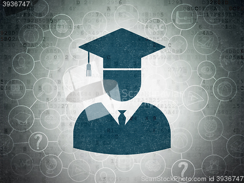 Image of Education concept: Student on Digital Data Paper background