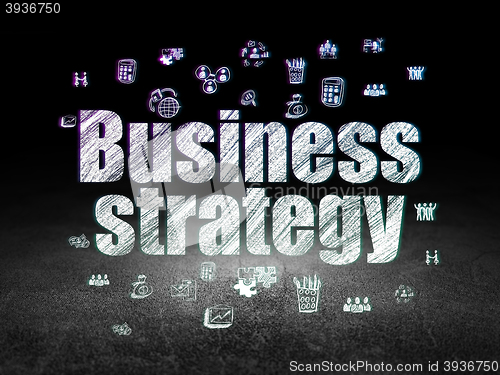 Image of Business concept: Business Strategy in grunge dark room