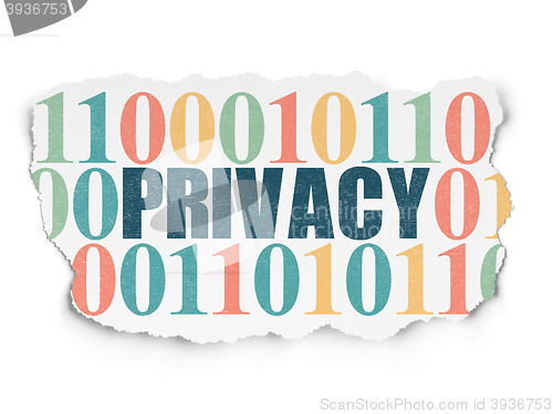 Image of Protection concept: Privacy on Torn Paper background