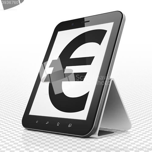 Image of Banking concept: Tablet Computer with Euro on display