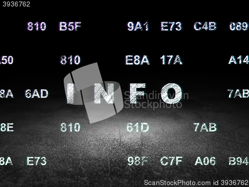 Image of Data concept: Info in grunge dark room