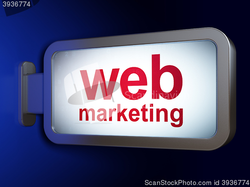 Image of Web development concept: Web Marketing on billboard background