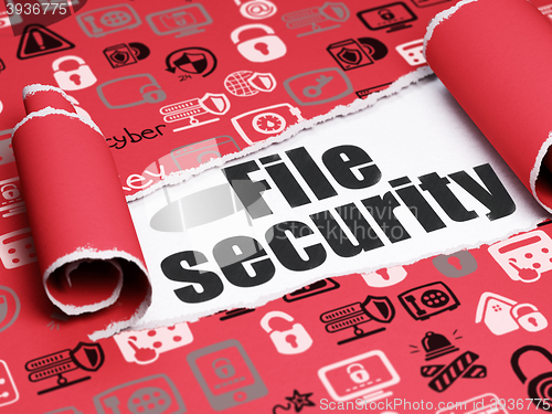 Image of Privacy concept: black text File Security under the piece of  torn paper