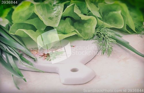 Image of Vegetables: green onions, lettuce and dill