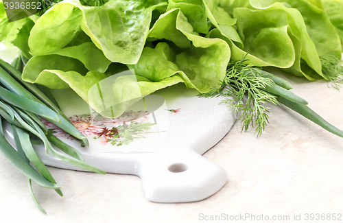 Image of Vegetables: green onions, lettuce and dill