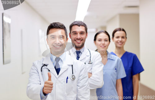 Image of medics or doctors at hospital showing thumbs up
