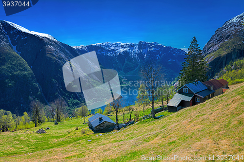 Image of Kjeasen farm with view on Eidfjord