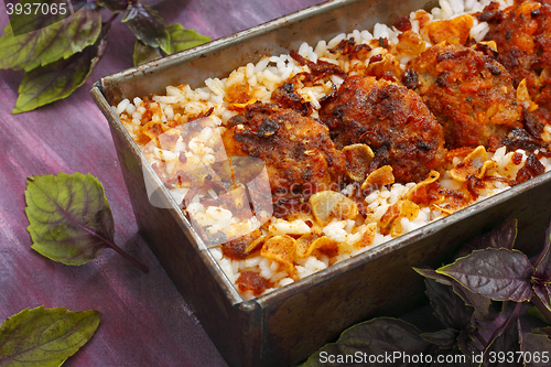 Image of Roasted meatballs and rice