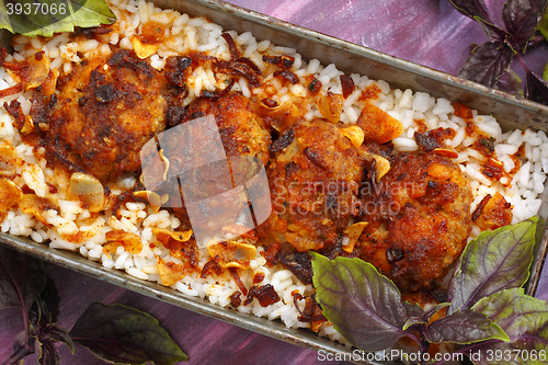 Image of Roasted meatballs and rice