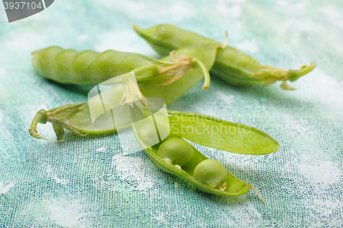 Image of Fresh green pea pods