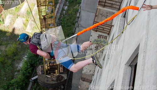 Image of jump from the 15th floor high-rise building 