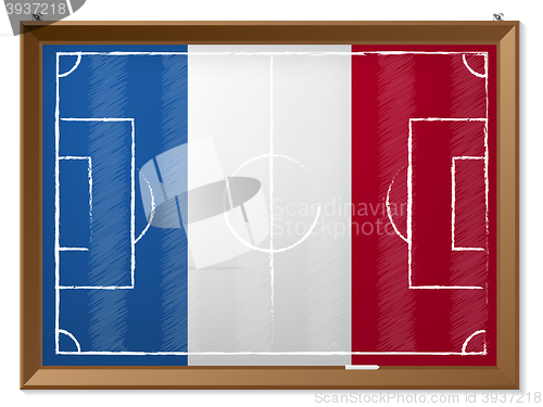 Image of Soccer field drawing with french flag