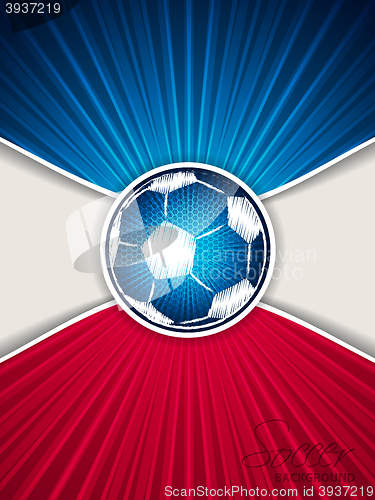 Image of Abstract blue red soccer brochure with scribbled ball