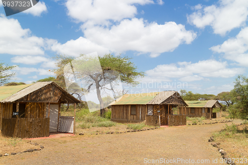 Image of Traditional african safari tourist lodge.