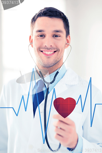 Image of doctor listening to heart beat