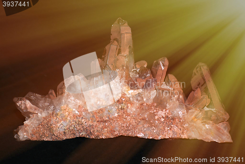 Image of natural amethyst crystallized structure on black background     