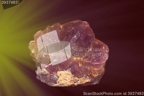 Image of natural amethyst crystallized structure on black background     