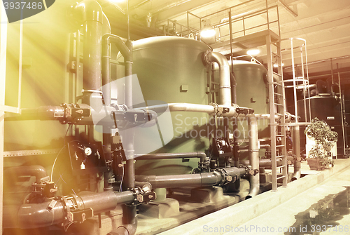 Image of water treatment tanks at power plant