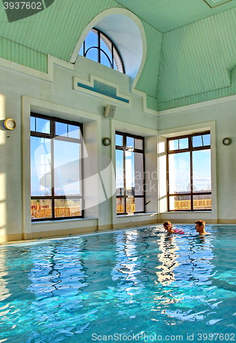 Image of View of an indoor pool at a hotel