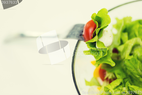 Image of close up of vegetable salad with cherry tomato