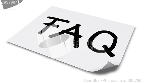 Image of the word faq on paper sheet - 3d rendering