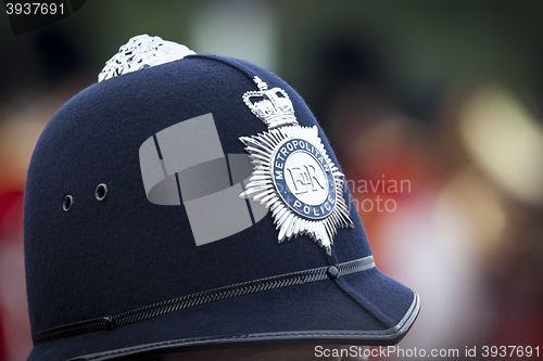 Image of hat of a police man in London