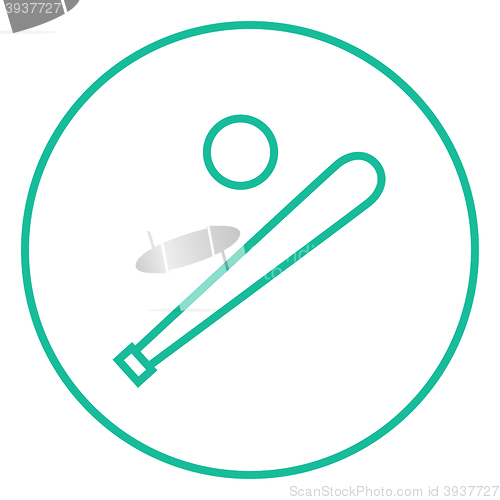 Image of Baseball bat and ball line icon.