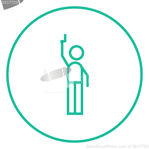 Image of Man giving signal with starting gun line icon.