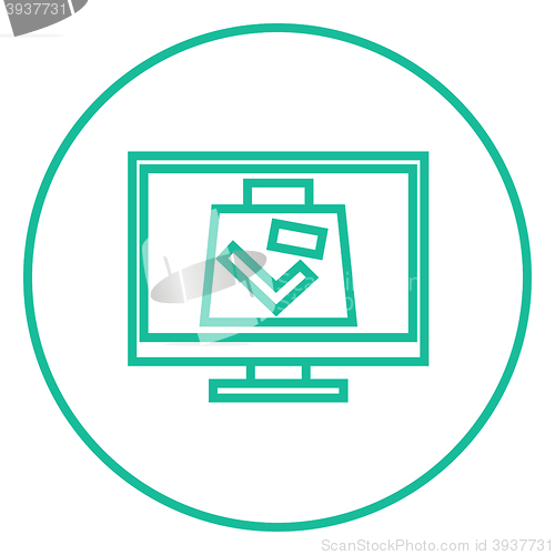 Image of Suitcase at x-ray airport scanner line icon.