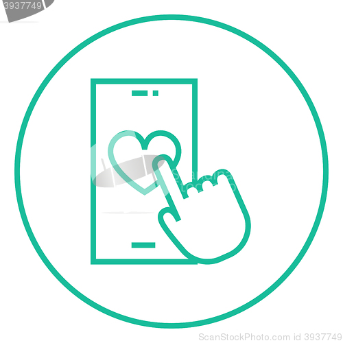 Image of Smartphone with heart sign line icon.