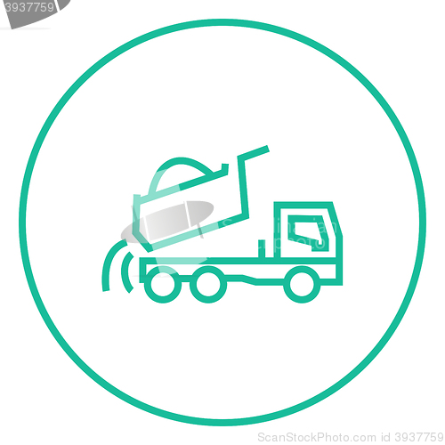 Image of Dump truck line icon.