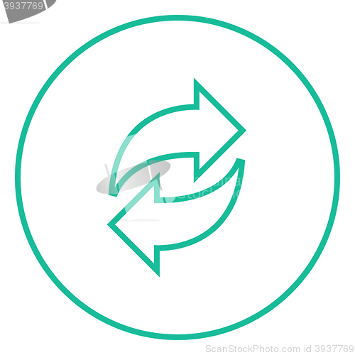 Image of Two circular arrows line icon.