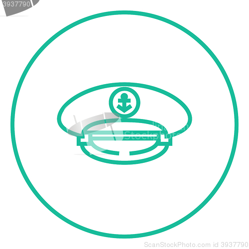 Image of Captain peaked cap line icon.