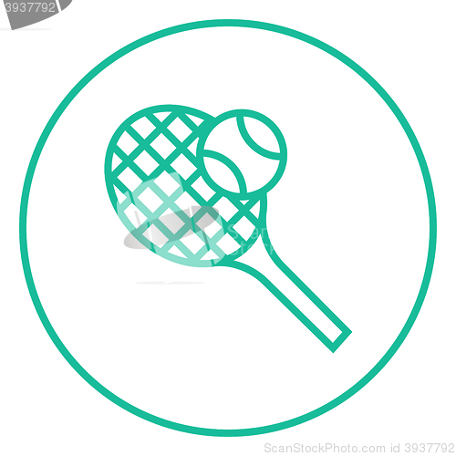 Image of Tennis racket and ball line icon.