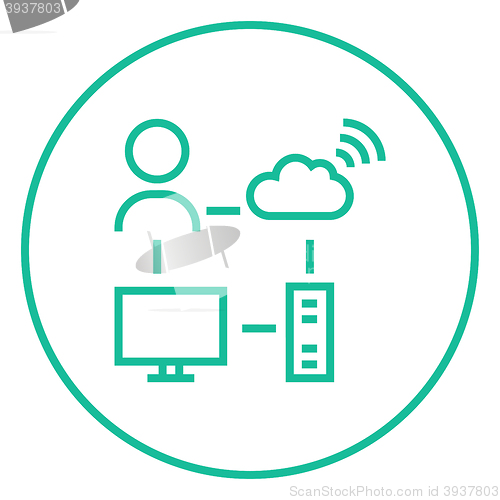 Image of Cloud computing line icon.