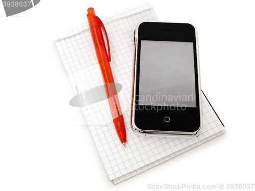 Image of Phone, Notebook And Pen