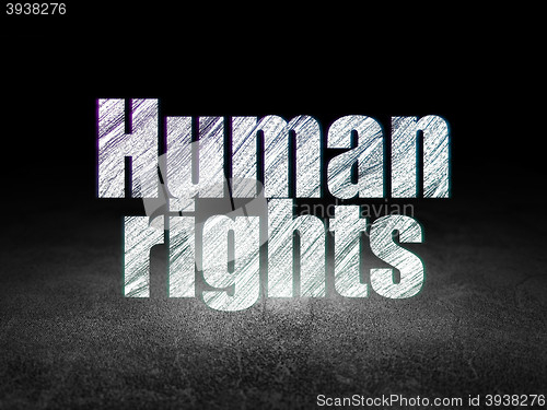 Image of Political concept: Human Rights in grunge dark room