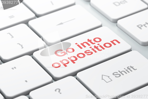 Image of Politics concept: Go into Opposition on computer keyboard background