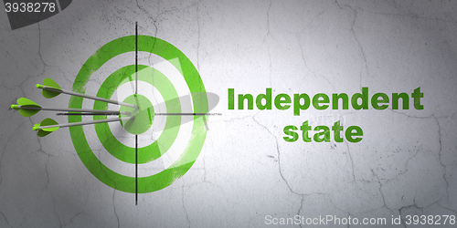 Image of Political concept: target and Independent State on wall background