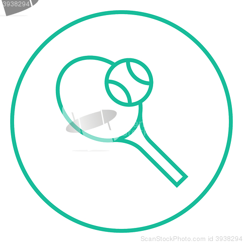 Image of Tennis racket and ball line icon.