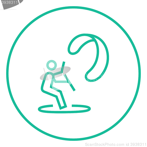 Image of Kite surfing line icon.