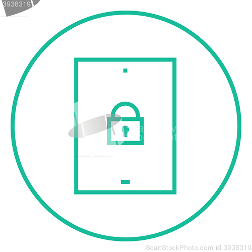 Image of Digital tablet security line icon.