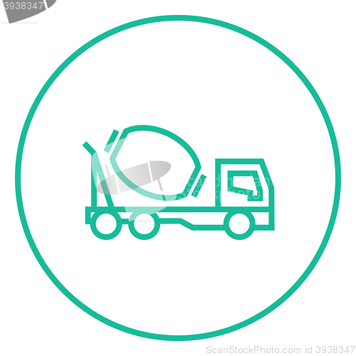 Image of Concrete mixer truck line icon.